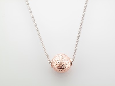 9 carat rose gold diamond cut bead pendant and chain