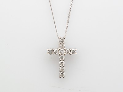 Ladies 9 carat white gold diamond set cross