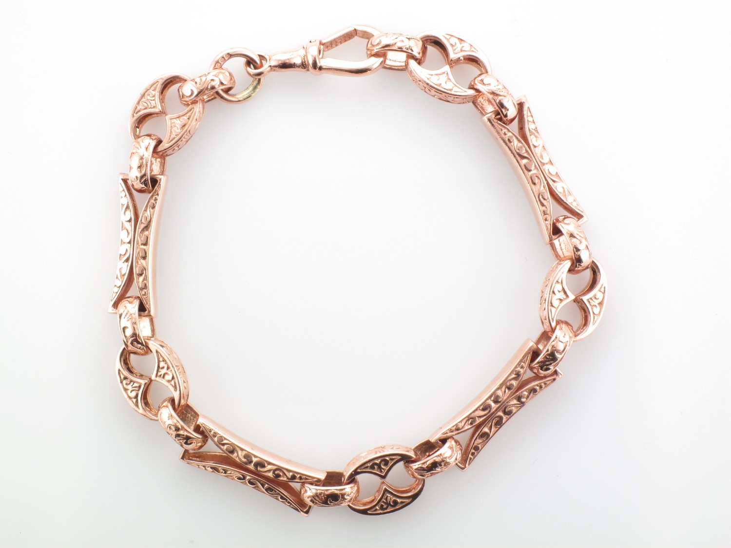 9 carat rose gold victorian style bracelet