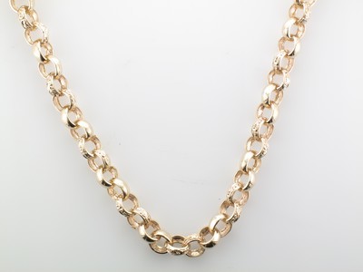 9 carat yellow gold plain and engraved link belcher chain