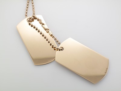 Gents 9 carat yellow gold dog tags