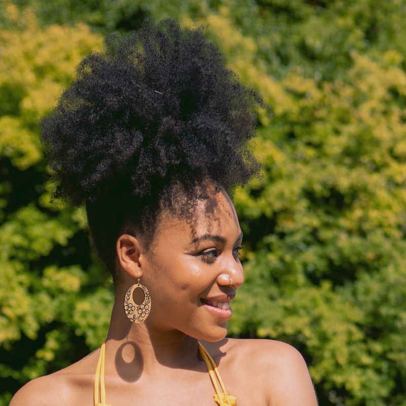 Earrings | Floral Oval Natural Wood