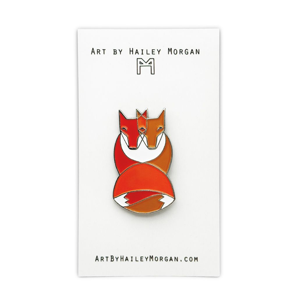 Double Fox Enamel Pin