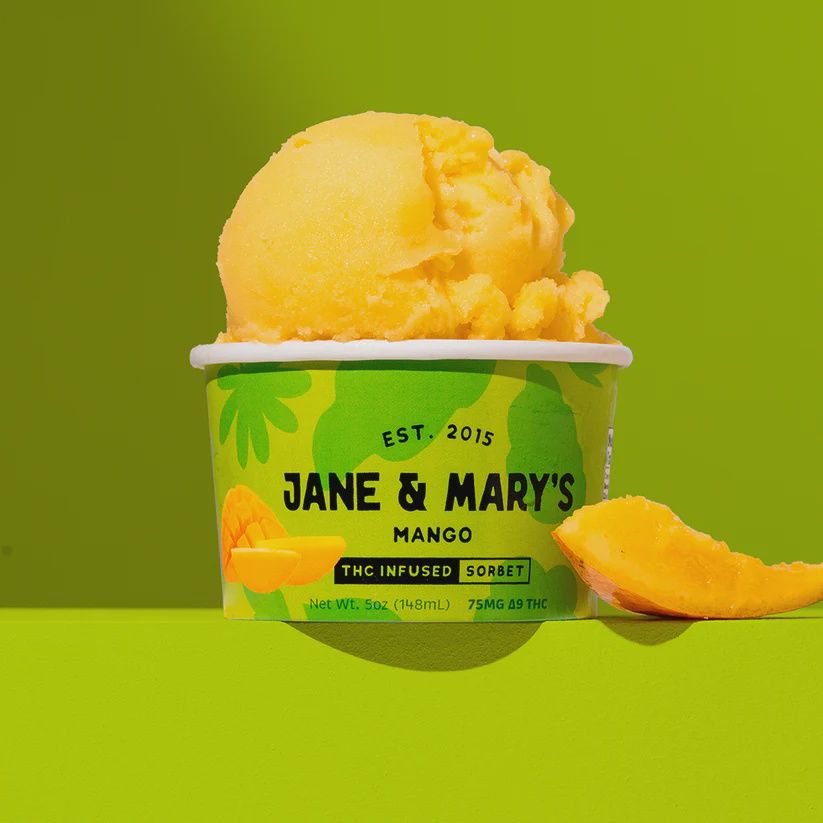 Jane and Mary THC Mango Sorbet (75mg, 5oz)