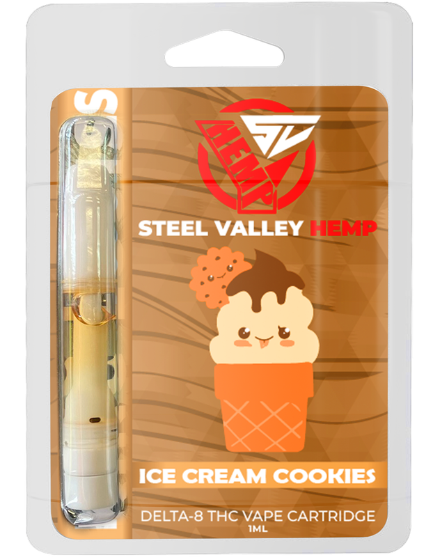 Steel Valley Hemp Delta 8 THC Vape Cartridge Hybrid - Ice Cream Cookies