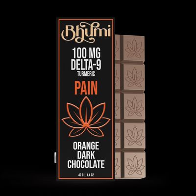Bhumi Pain Orange Dark Chocolate Turmeric  (100mg Delta 9 + Turmeric)