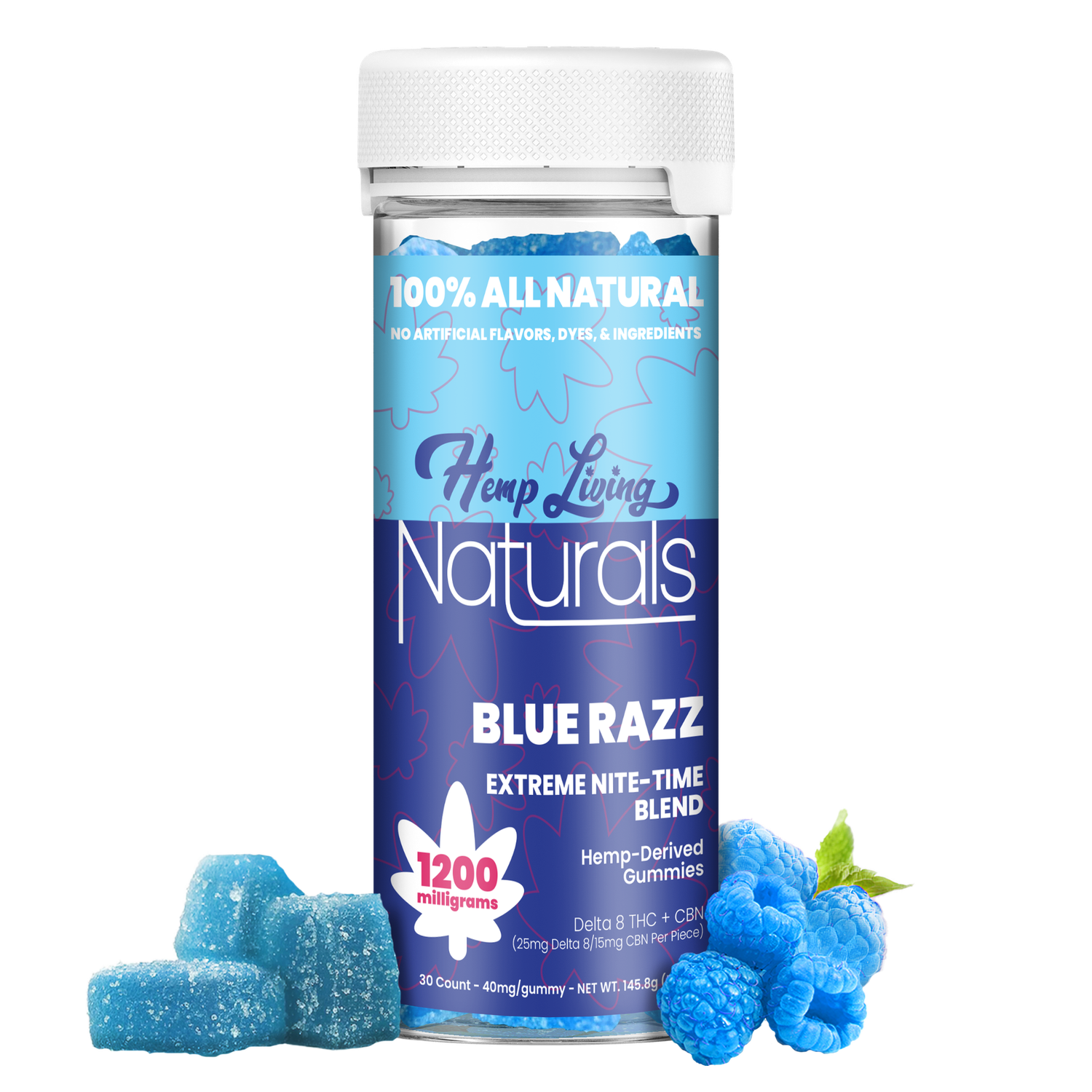 Hemp Living Naturals – D8 25mg + CBN 15mg Gummies