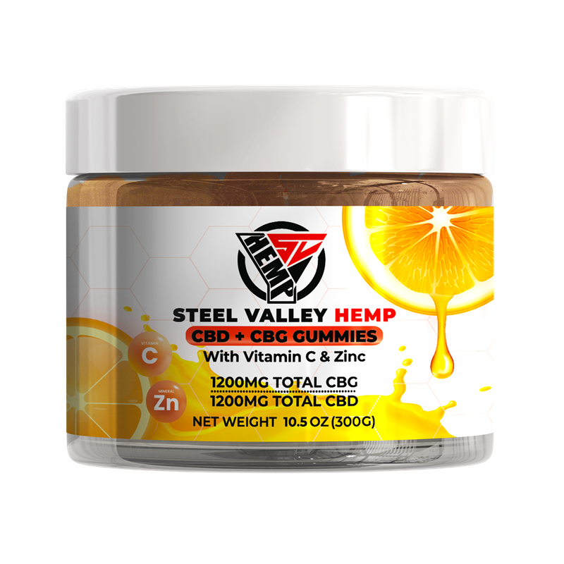 Steel Valley Hemp Gummies CBD CBG Vitamin C jar