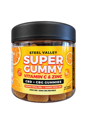 Steel Valley Hemp Super Gummy THC FREE CBD/CBG +Vitamin C+Zinc Gummies-Orange