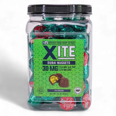 XITE Delta 9 THC + CBD Dubai Nuggets Milk Chocolate Edibles