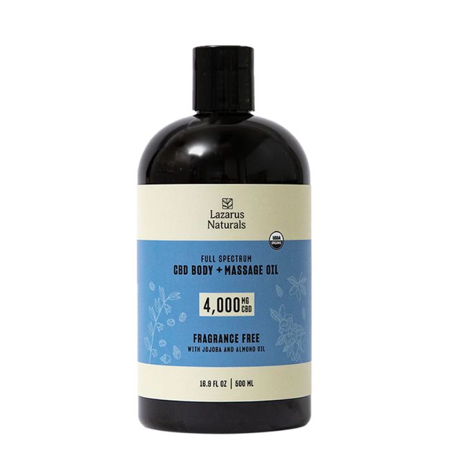 Lazarus Naturals Full Spectrum CBD Massage Oil, Size: 500ML 4000MG