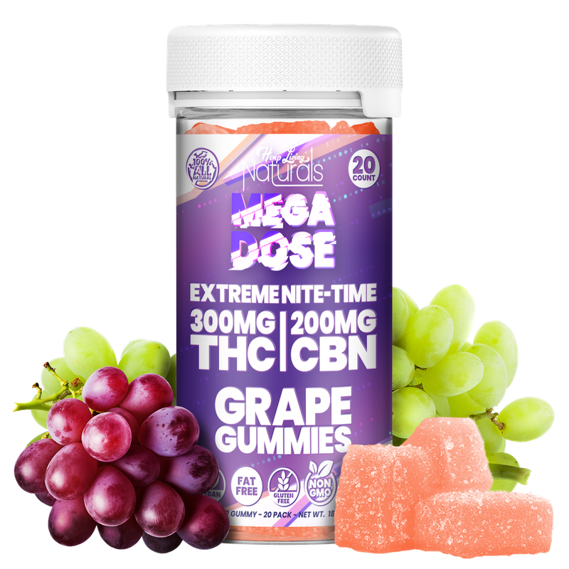 Edible | Hemp Living Naturals |  Gummies | Grape Nights-THC 15 MG+10mg CBN