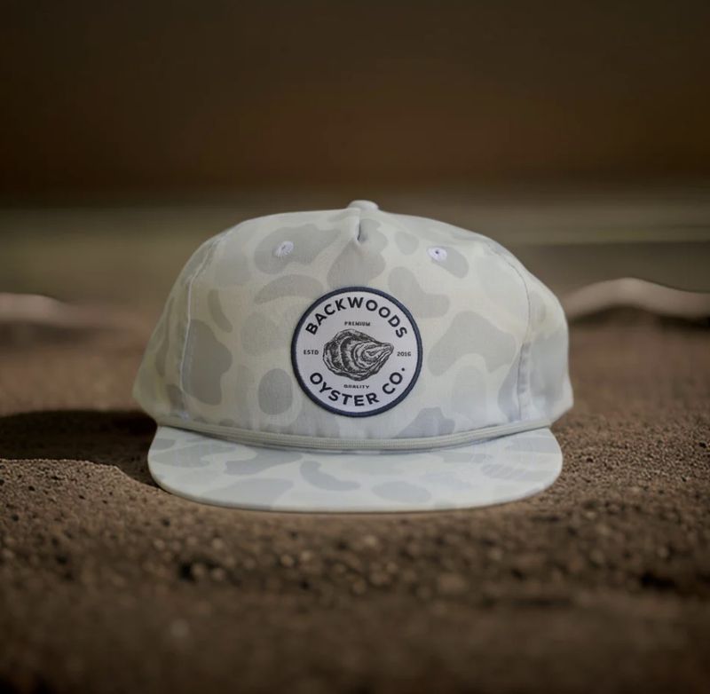 Backwoods Oyster Co. White Camo Rope Hat