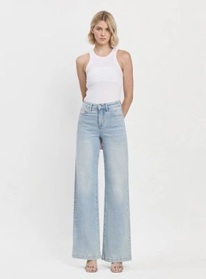 High Rise Full Length Wide Leg Jeans