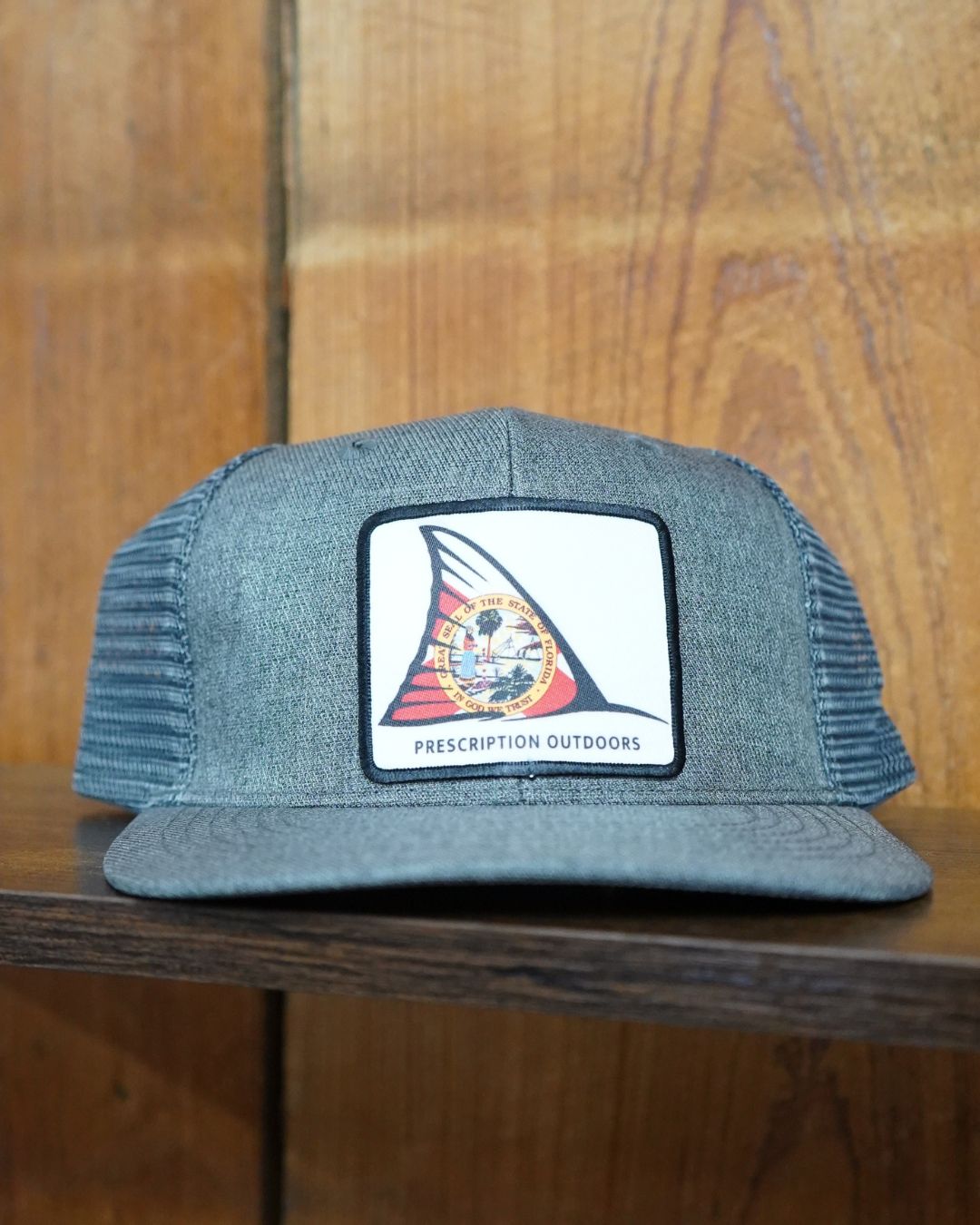 Florida Redfish Tail Patch Panel Hats, Colour: Charcoal Slate