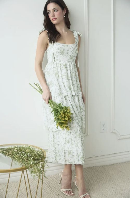 Floral Ruffle Tiered Midi Dress