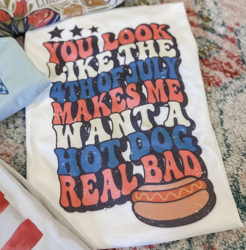 4th of July Hot Dog America Tshirt or Crewneck
