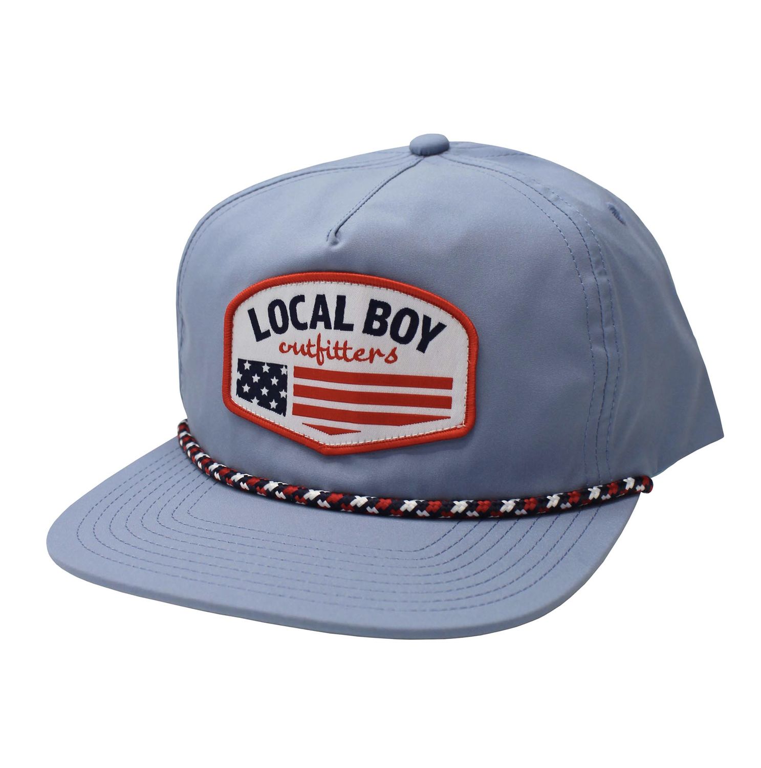 Flag Badge Rope Hat - Stone Blue