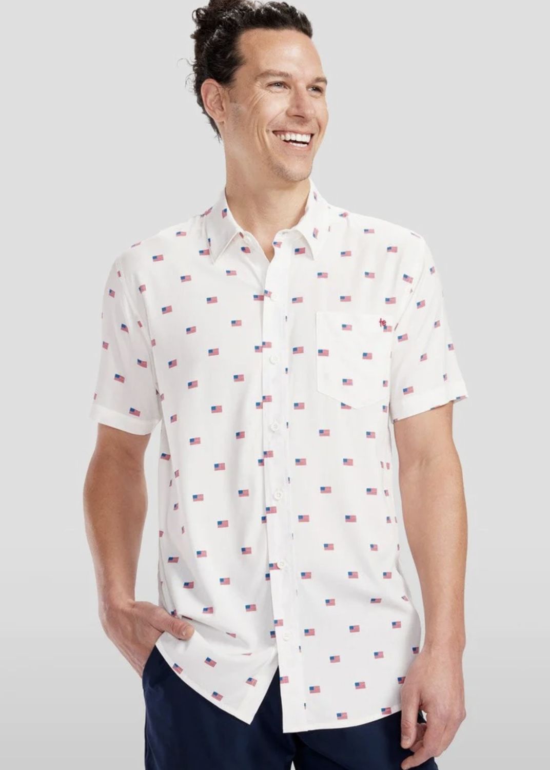 Grand Ol&#39; Flag Hawaiian Shirt - Men&#39;s Patriotic Button Down