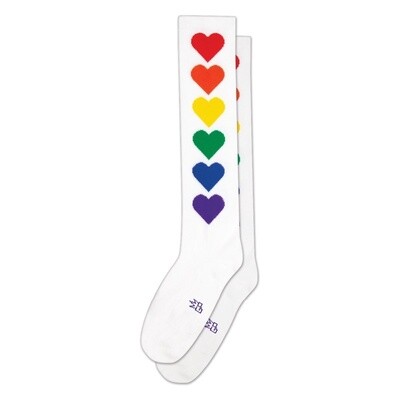 Rainbow Heart Knee Socks