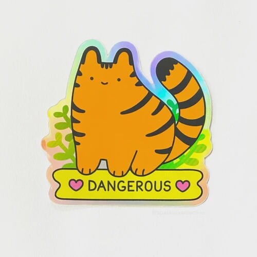 'DANGEROUS'  Baby Tiger Holographic Sticker