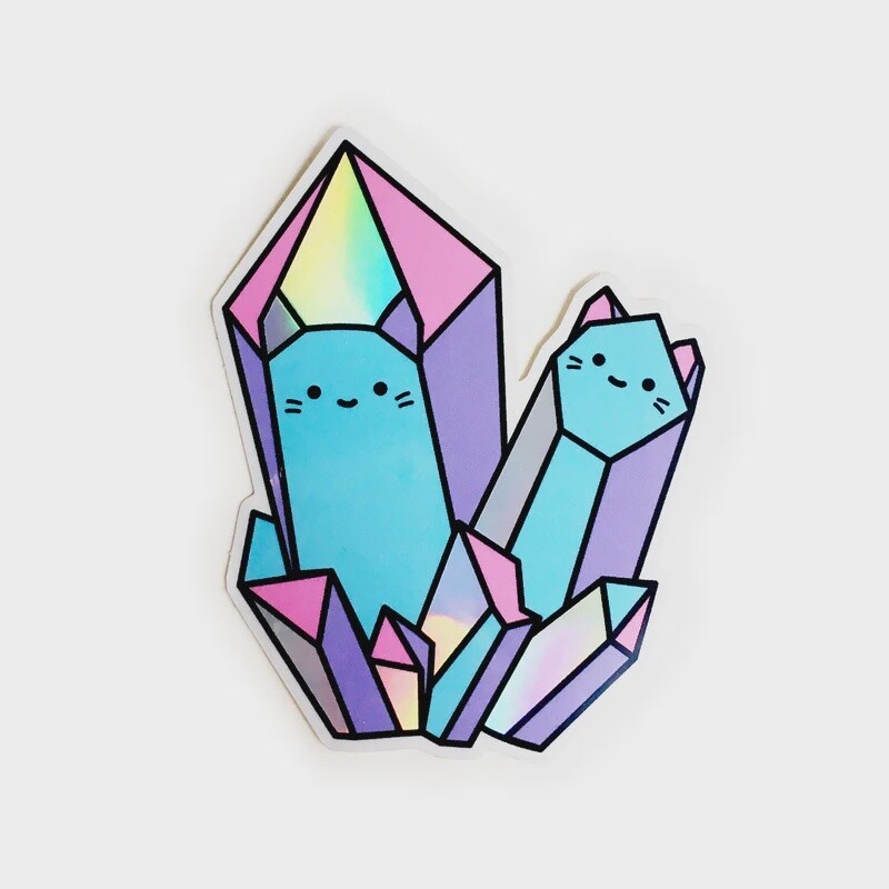 Rainbow Crystal Cats Holographic Sticker