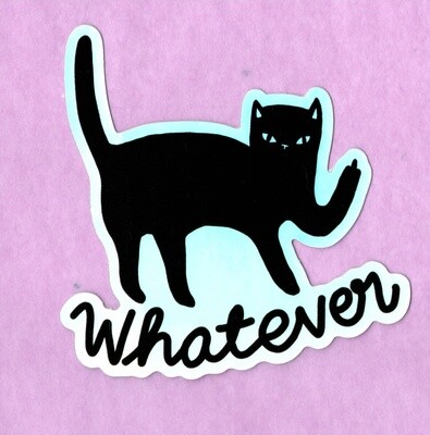 "Whatever" Middle Finger Cat Sticker