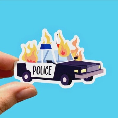 Burning Police Car Sticker