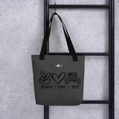Peace Love Jeep tote charcoal