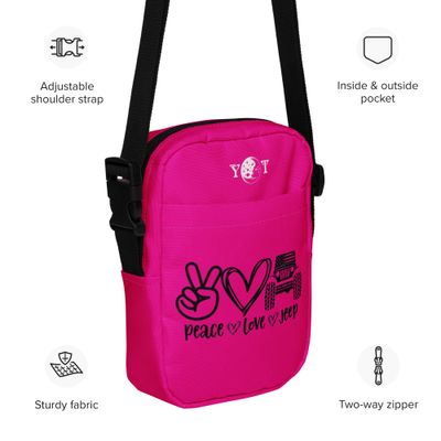 Peace Love Jeep crossbody pink
