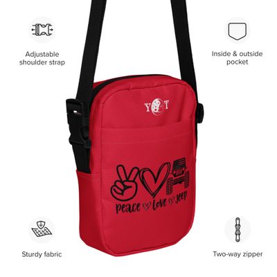 Peace Love Jeep crossbody red