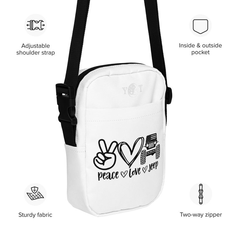 Peace Love Jeep crossbody white