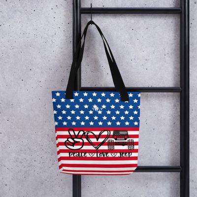 Peace Love Jeep tote flag