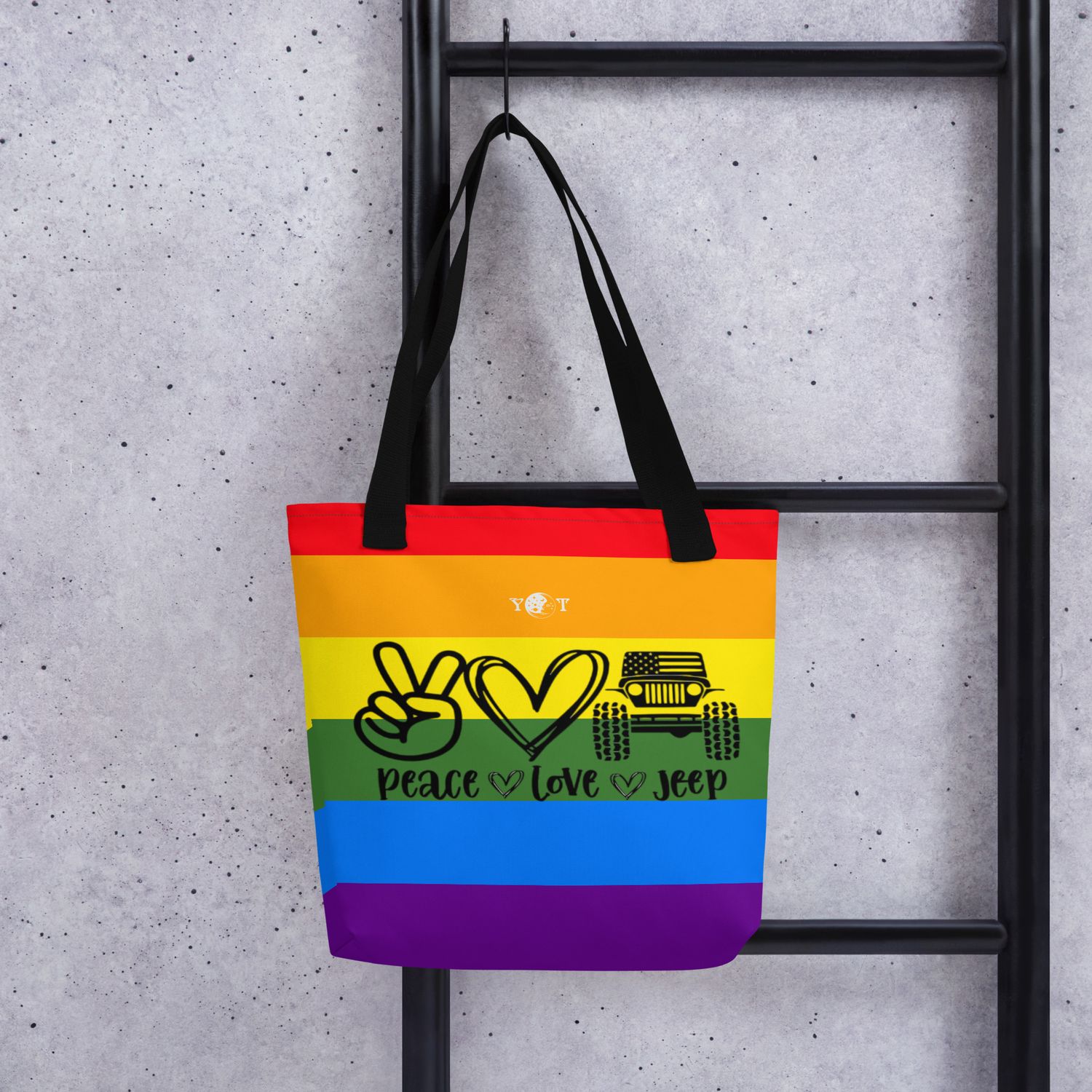 Peace Love Jeep tote pride