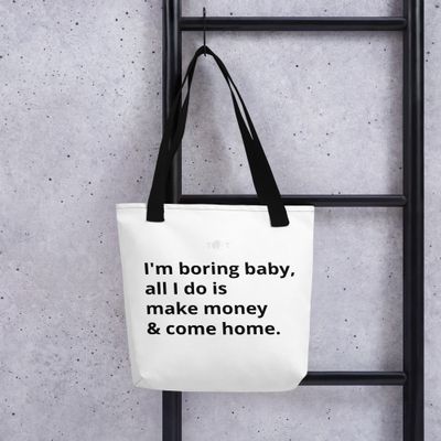 I&#39;m Boring Baby Tote white