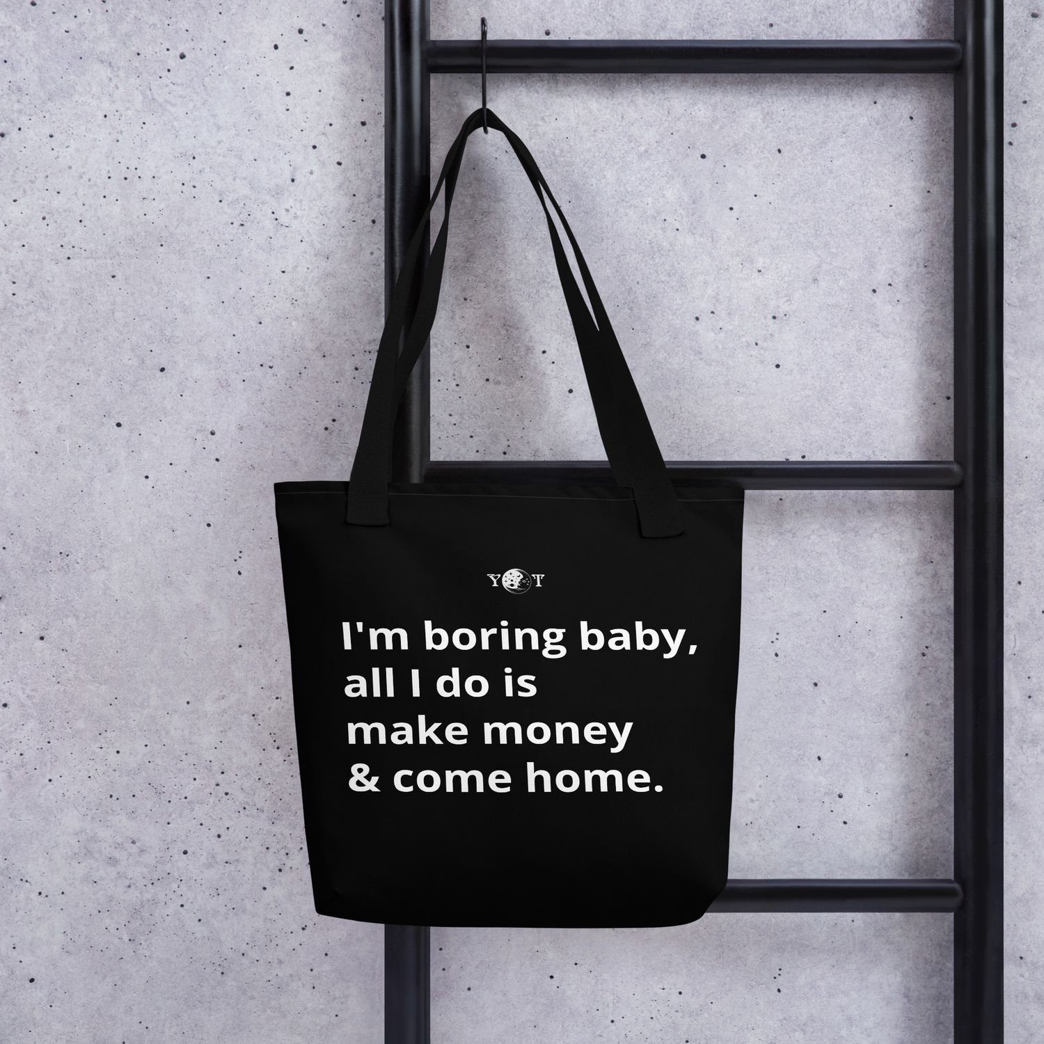 I&#39;m Boring Baby Tote black