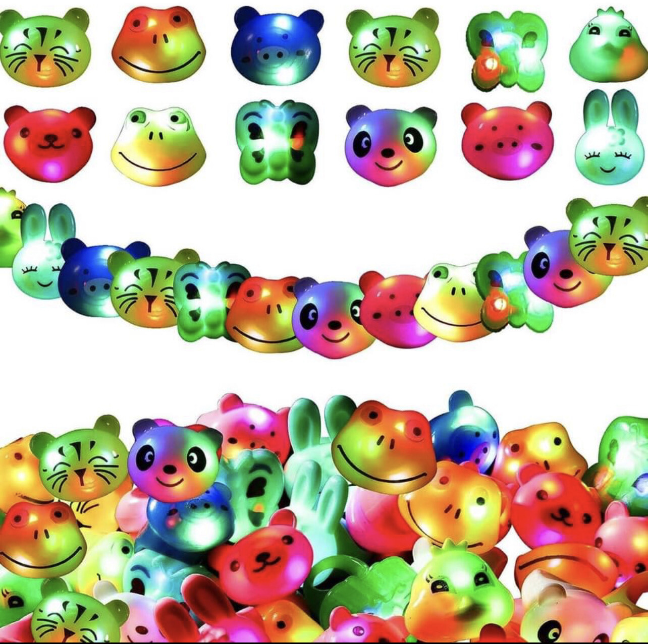 LED Cute Light Up Jelly Rings Glow In The Dark