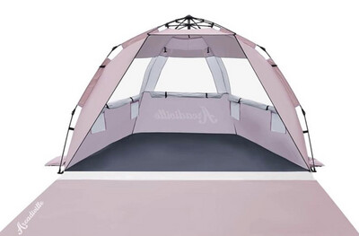 Pop up Beach Tent, Anti-UV Sun Shelter 4 Person Tent for Beach UPF 50+, Portable Lightweight Beach
