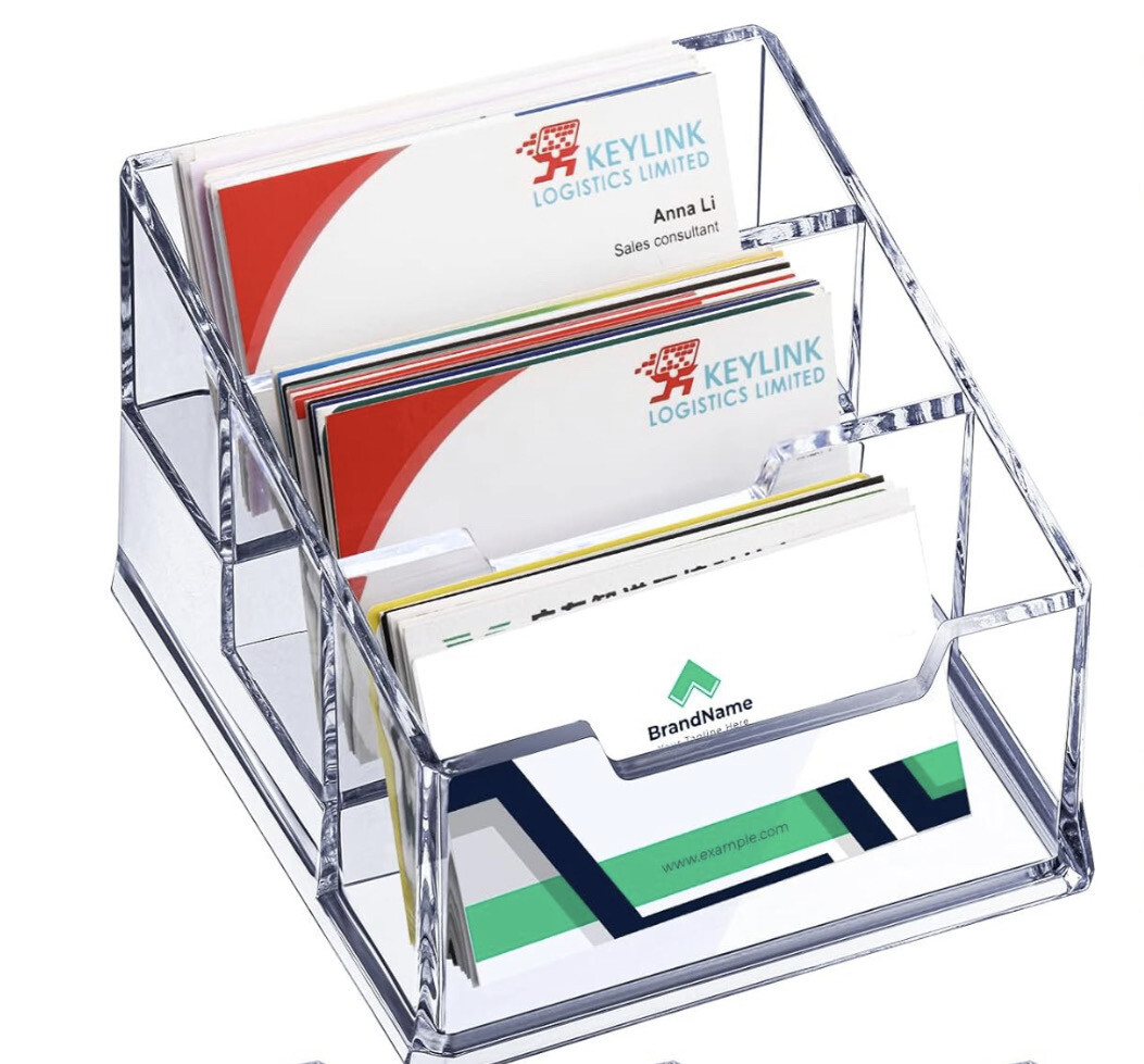 3 Tier Business Card Holder Desk Clear Acrylic