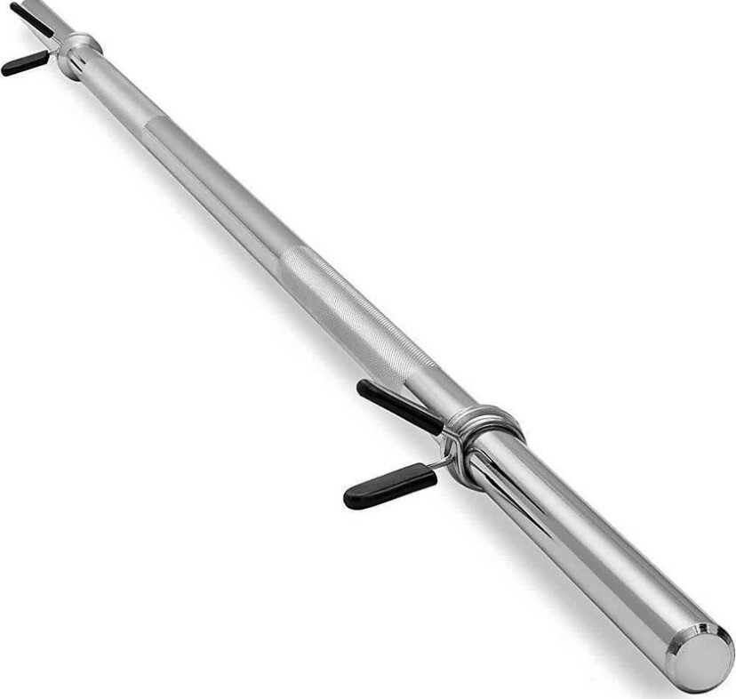 Gym 1&quot; Standard Weightlifting Barbell - Straight Bar with Smooth Sleeves and Spring Collars 150cm