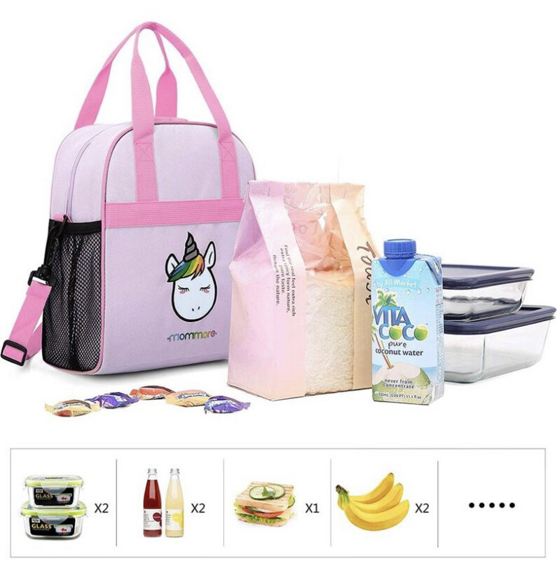 Portable Unicorn Lunch Bag for Kids Insulated Lunch Tote Bag, Purple