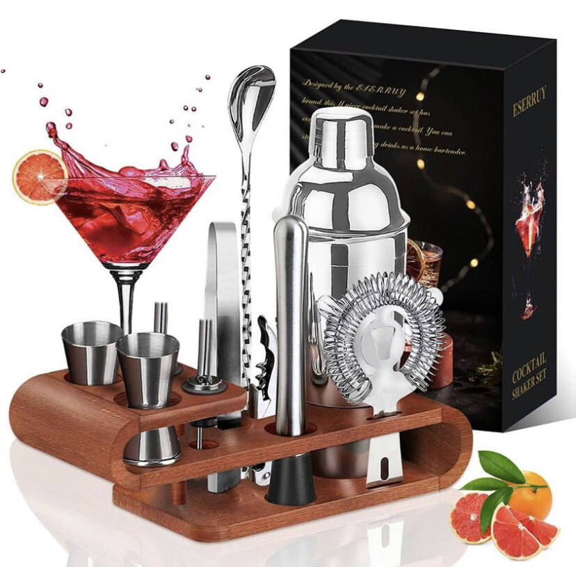 11-Piece Cocktail Shaker Bartender Kit with Bamboo Stand,Perfect for Home Bartender Set Drink Mixing