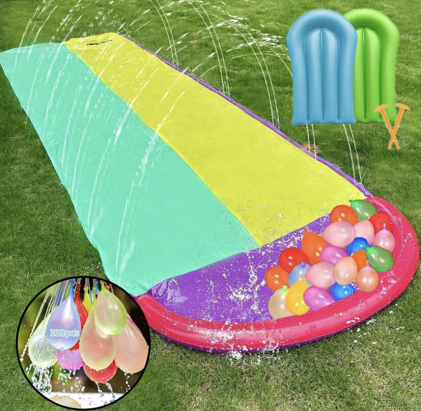 Lawn Inflatable Water Slide for Kids &amp; Adults - 16FT Slip and Slides 333 Balloons included