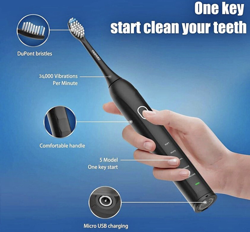 Electric Toothbrush for Adults, Sonic Toothbrush, Deep Clean, 5 Modes