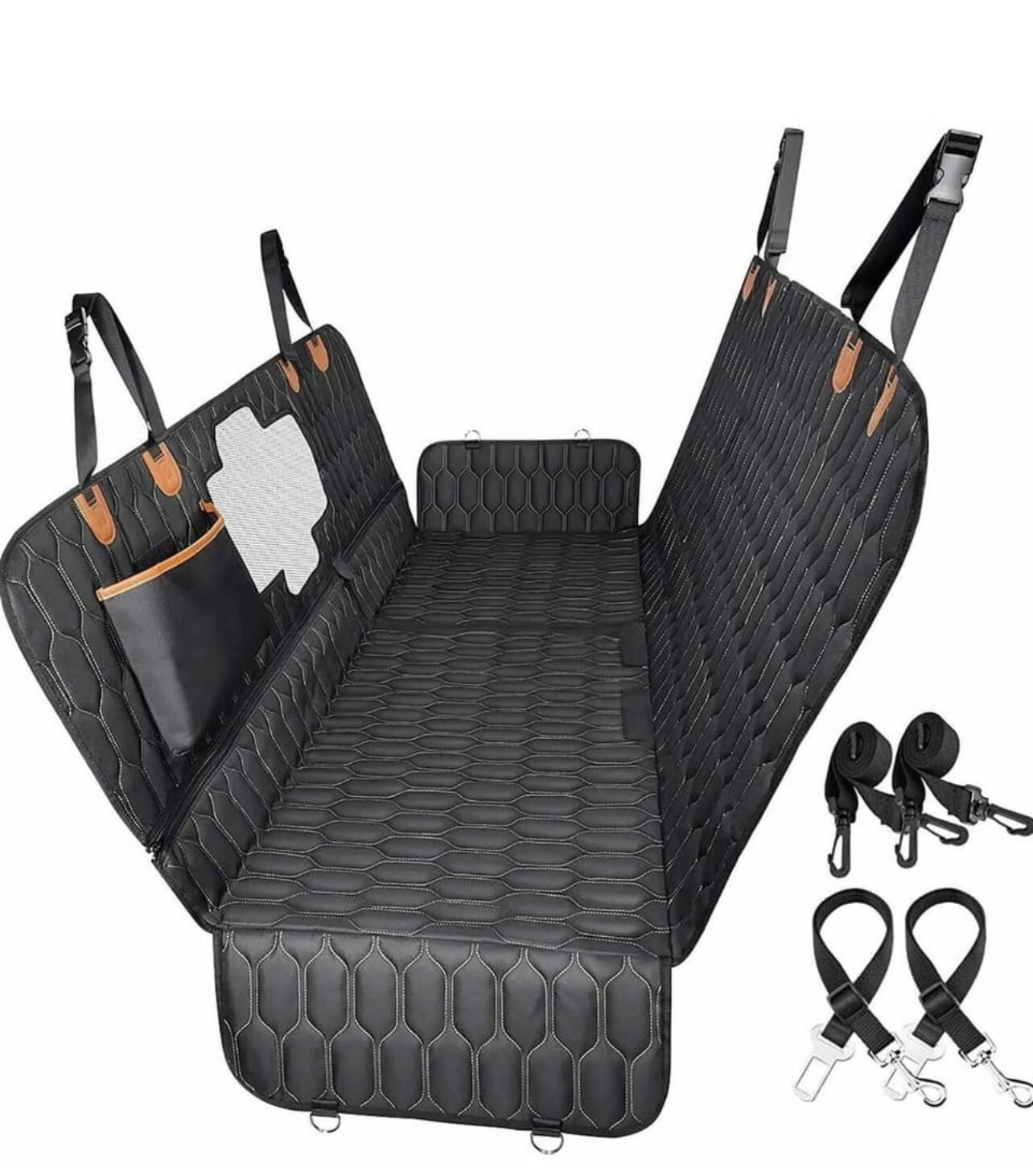 4-in-1 Dog Car Seat Cover, Nonslip Scratchproof Dog Hammock with Mesh Window