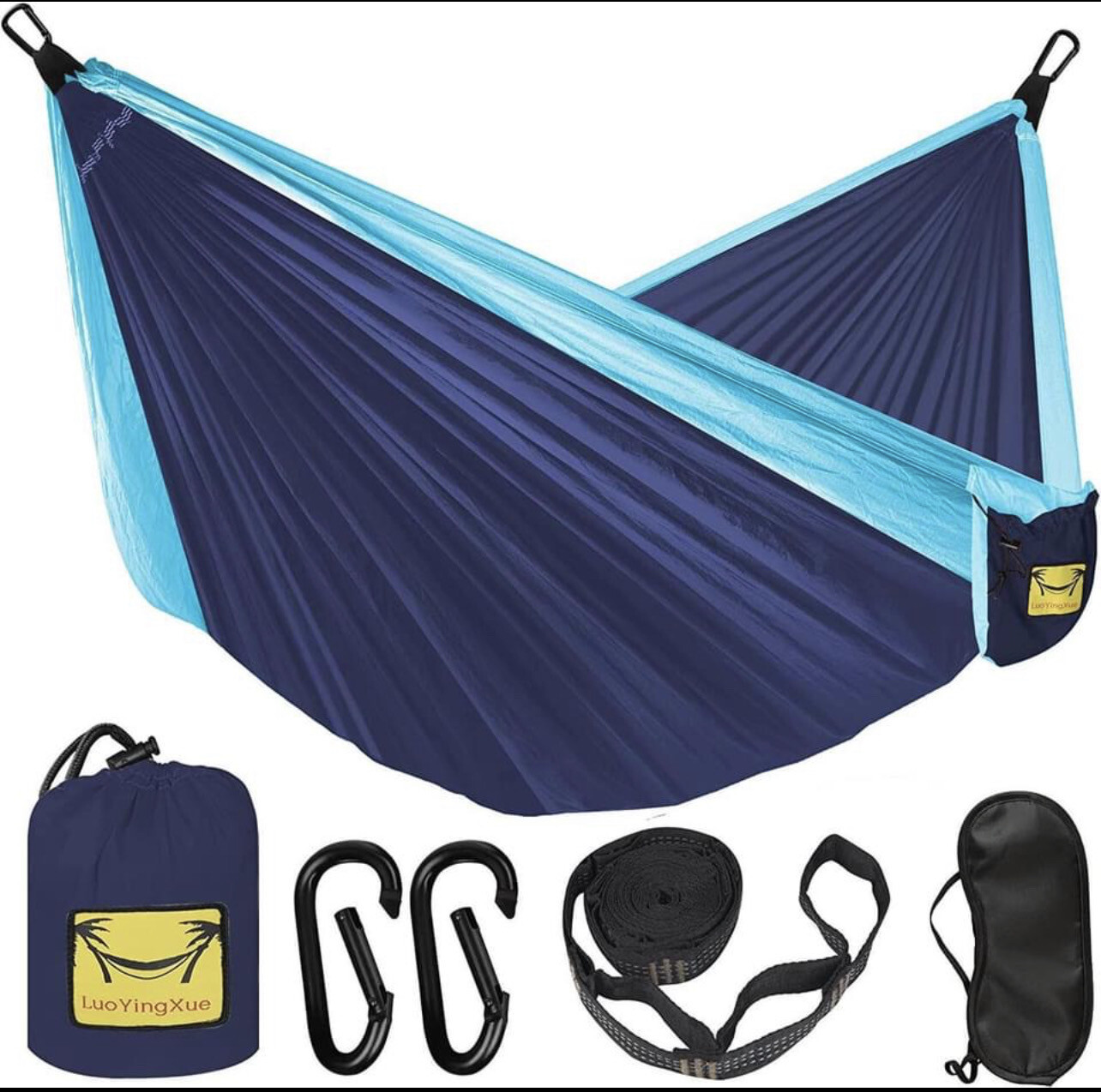 Camping Hammock Sheet or Double Hammock with Two Tree Straps and Black Eye Mask