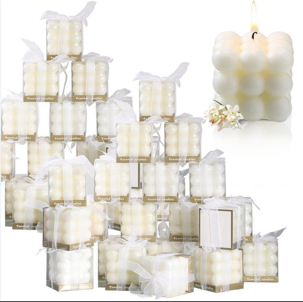 Soy Wax White Bubble Candle with  Gift Box