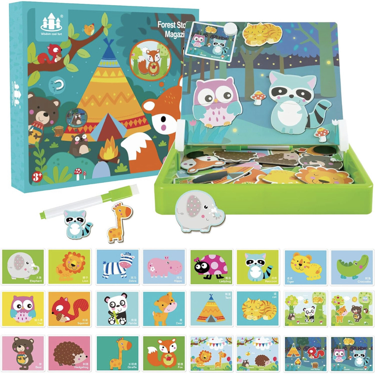 Magnetic Jigsaw Puzzles for Kids (Forest Animals, 60Pcs)