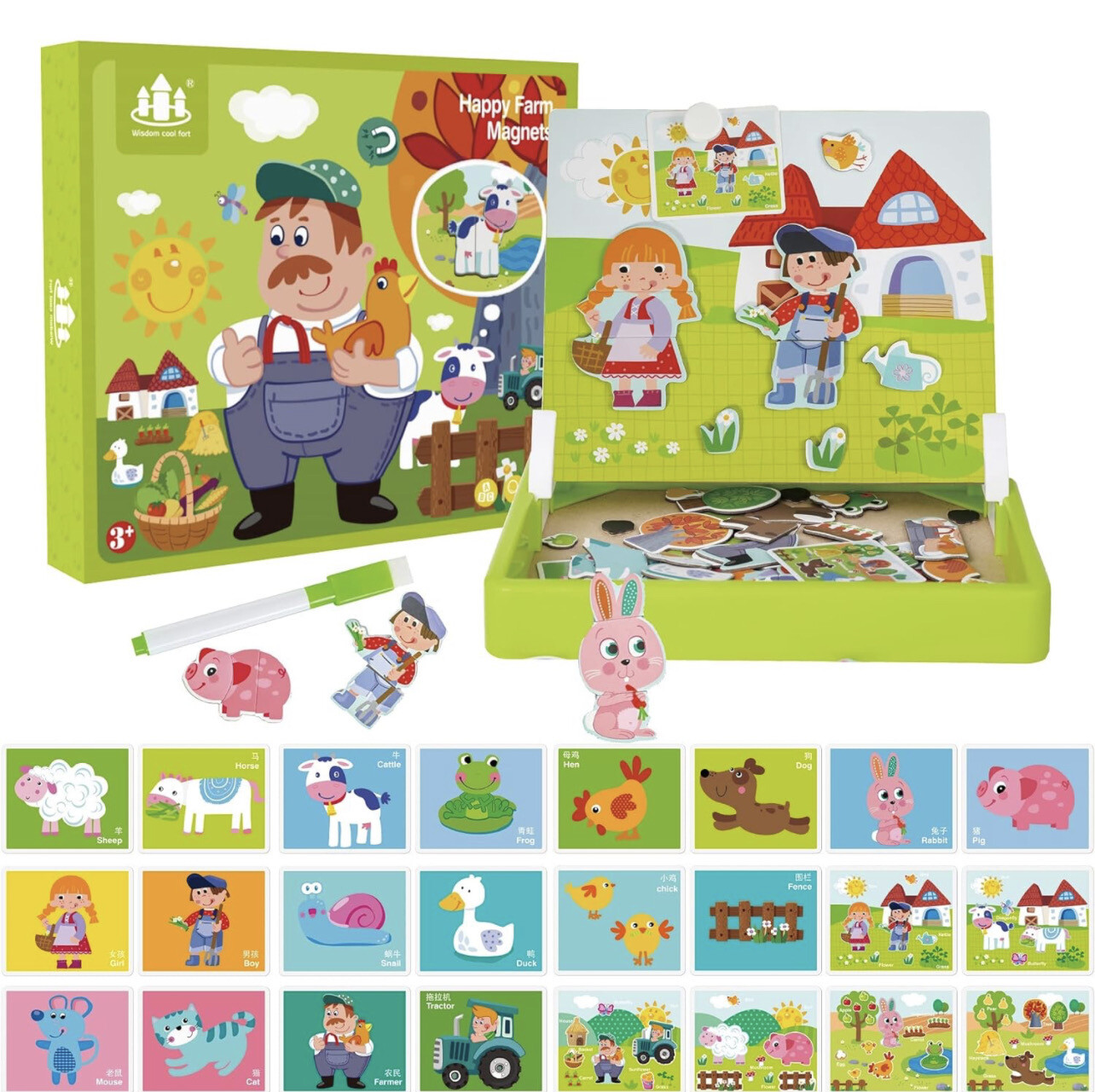 Magnetic Jigsaw Puzzles for Kids (Farm Animals, 54Pcs)