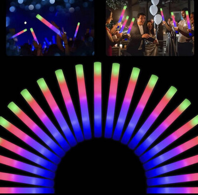 LED Light Up Foam Glow In The Dark Sticks with 3 Modes